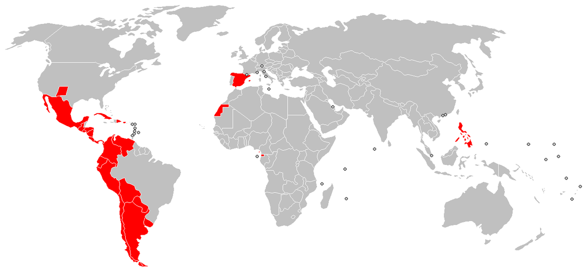 распространенность испанского языка в мире